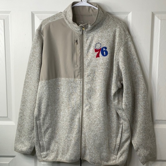 Antigua - Philadelphia 76ers Fortune Full Zip Jacket Oatmeal Heather Men's XL - Picture 5 of 9